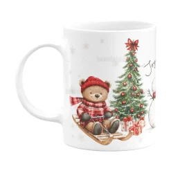 Χριστουγεννιάτικη Μπομπονιέρα Βάπτισης Κεραμική Κούπα Christmas Bear TS1953