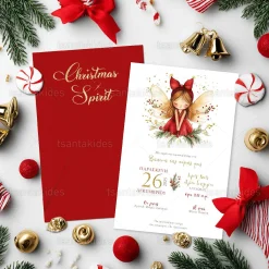 Χριστουγεννιάτικο Προσκλητήριο βάπτισης με θέμα Xmas Fairy TS1956