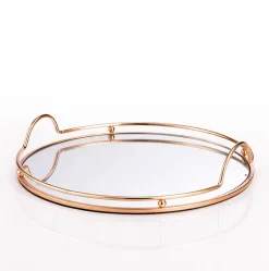 Δίσκος γάμου με καθρέφτη χρώμα χρυσό HM-0440