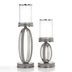 Σετ επιτραπέζια κηροπήγια σε ασημί χρώμα HM-2520