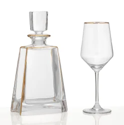Κρυστάλλινο σετ καράφα και ποτήρι κρασιού HM-0730