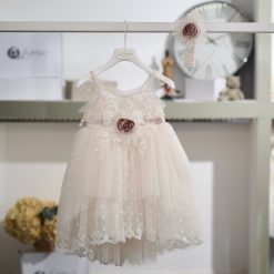 Βαπτιστικό Φόρεμα Κορίτσι La Christine 26K712 Ιβουάρ Τούλι & Δαντέλα