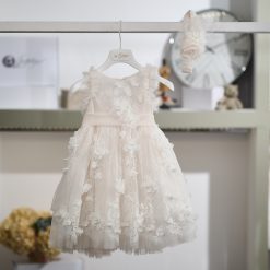 Βαπτιστικό Φόρεμα Κορίτσι La Christine 26K718 Ροζ Πούδρα Τούλι