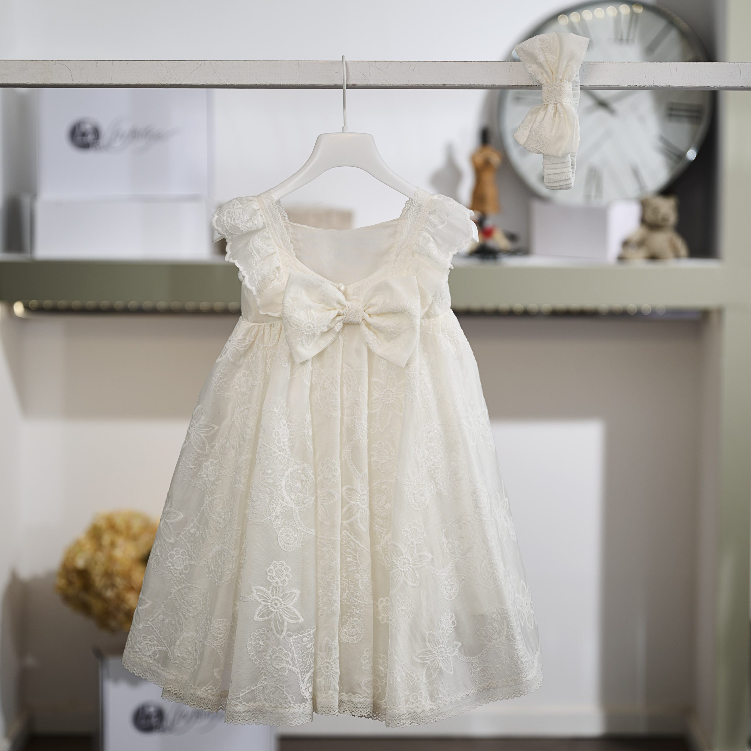 Βαπτιστικό Φόρεμα Κορίτσι La Christine 26K722 Σάπιο Μήλο Τούλι - Image 2