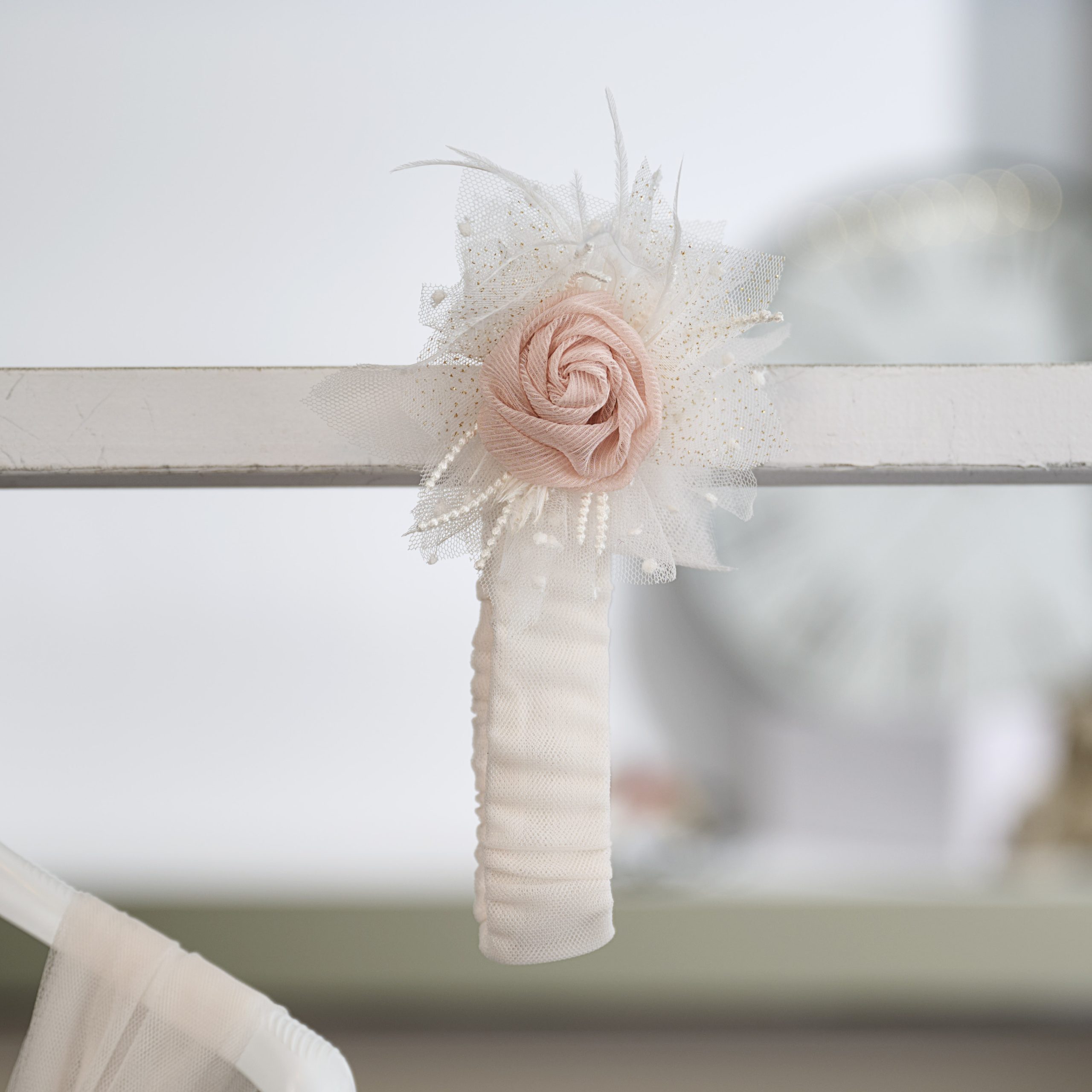 Βαπτιστικό Φόρεμα Κορίτσι La Christine 26K738 Βανίλια Τούλι Ρομαντικό - Image 3