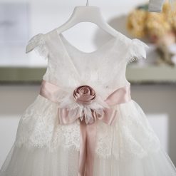 Alternative view of Βαπτιστικό Φόρεμα Κοριτσιού 26Κ746 με Σατέν Ζώνη Πούδρας