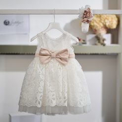 Alternative view of Βαπτιστικό Φόρεμα Κοριτσιού 26Κ762 με Φλοράλ Μπροκάρ & Τούλι