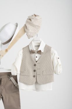 Alternative view of Βαπτιστικό κοστούμι Piccolino Pablo σε χρώμα Mocha AG25S77
