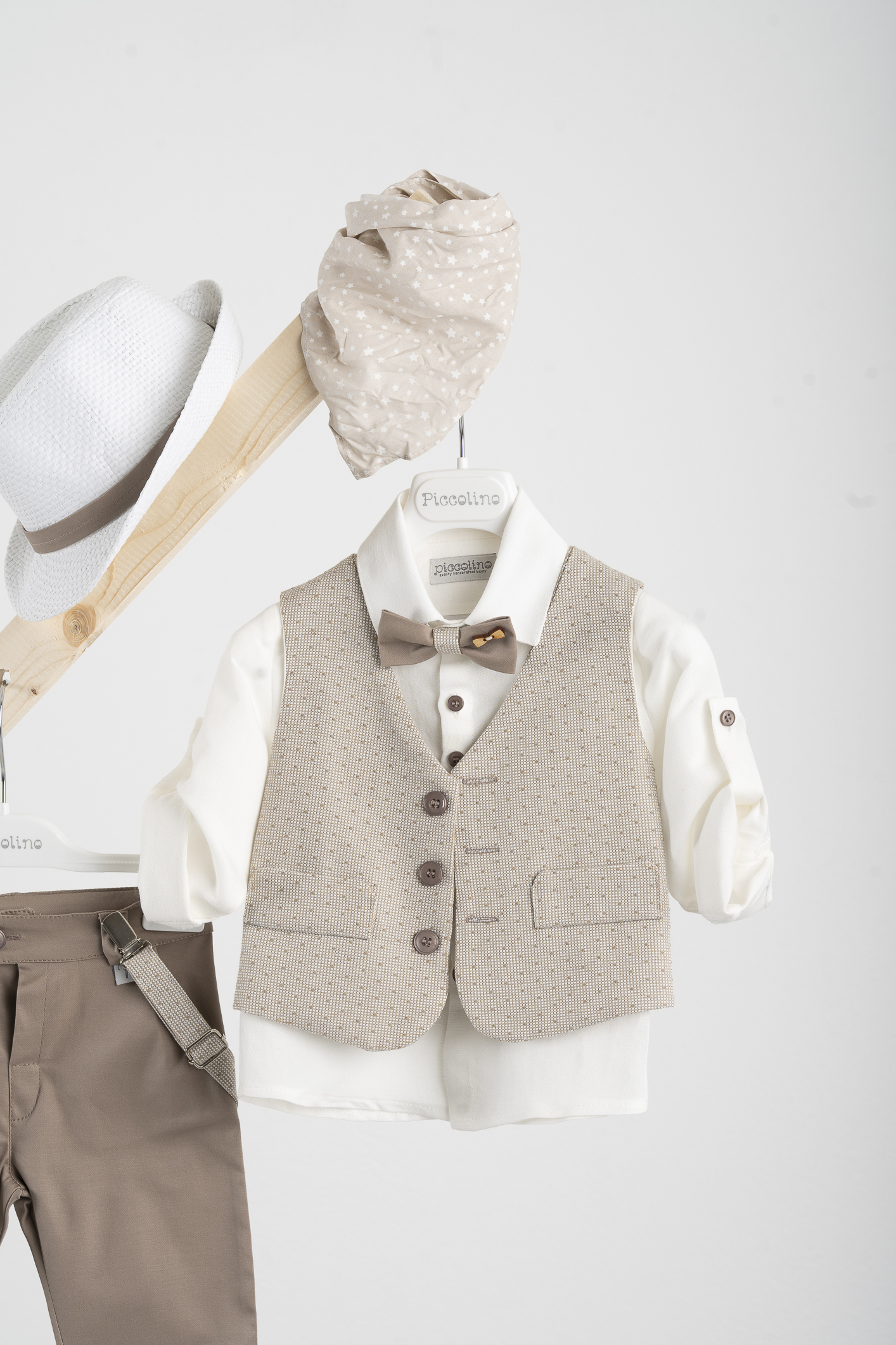 Βαπτιστικό κοστούμι Piccolino Pablo σε χρώμα Mocha AG25S77 - Image 2