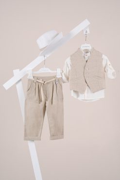 Βαπτιστικό κοστούμι Piccolino Logan σε χρώμα Beige AG26S100