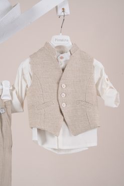 Alternative view of Βαπτιστικό κοστούμι Piccolino Logan σε χρώμα Beige AG26S100