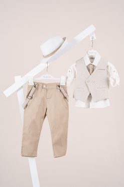 Βαπτιστικό κοστούμι Piccolino Andre-26 σε χρώμα Beige AG26S104