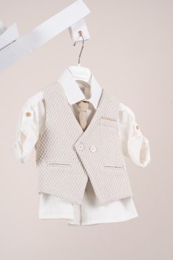 Alternative view of Βαπτιστικό κοστούμι Piccolino Andre-26 σε χρώμα Beige AG26S104