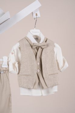 Alternative view of Βαπτιστικό κοστούμι Piccolino Alessio σε χρώμα Beige AG26S89