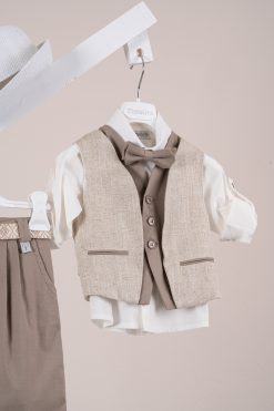 Alternative view of Βαπτιστικό κοστούμι Piccolino Alessio σε χρώμα Mocha AG26S89