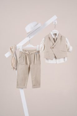Βαπτιστικό κοστούμι Piccolino Enzo σε χρώμα Beige AG26S91