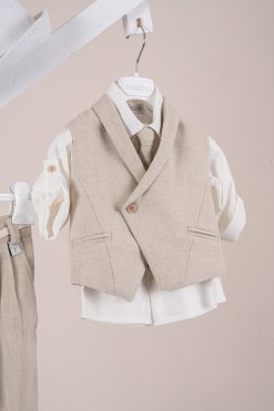 Alternative view of Βαπτιστικό κοστούμι Piccolino Enzo σε χρώμα Beige AG26S91