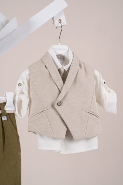 Alternative view of Βαπτιστικό κοστούμι Piccolino Enzo σε χρώμα Golden Olive AG26S91