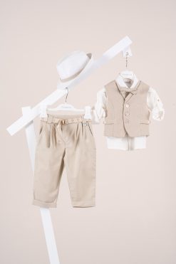 Βαπτιστικό κοστούμι Piccolino Giulio σε χρώμα Beige AG26S92