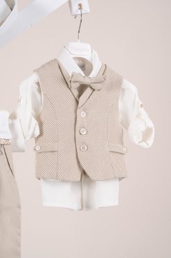 Alternative view of Βαπτιστικό κοστούμι Piccolino Giulio σε χρώμα Beige AG26S92