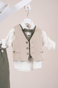 Alternative view of Βαπτιστικό κοστούμι Piccolino Giulio σε χρώμα Olive AG26S92