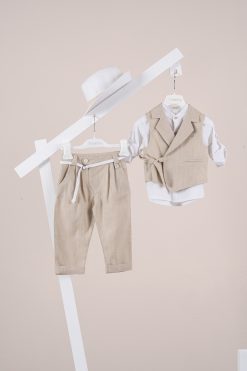 Βαπτιστικό κοστούμι Piccolino Fabio σε χρώμα Beige AG26S94