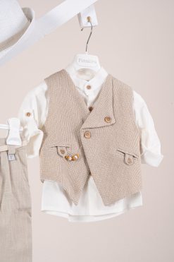 Alternative view of Βαπτιστικό κοστούμι Piccolino Emilio σε χρώμα Beige AG26S95