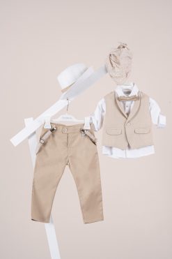 Βαπτιστικό κοστούμι Piccolino Nico σε χρώμα Beige AG26S96