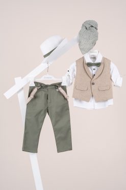 Βαπτιστικό κοστούμι Piccolino Nico σε χρώμα Olive AG26S96