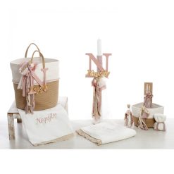 Σετ Βάπτισης Καλάθι "Boho" με Όνομα 2634