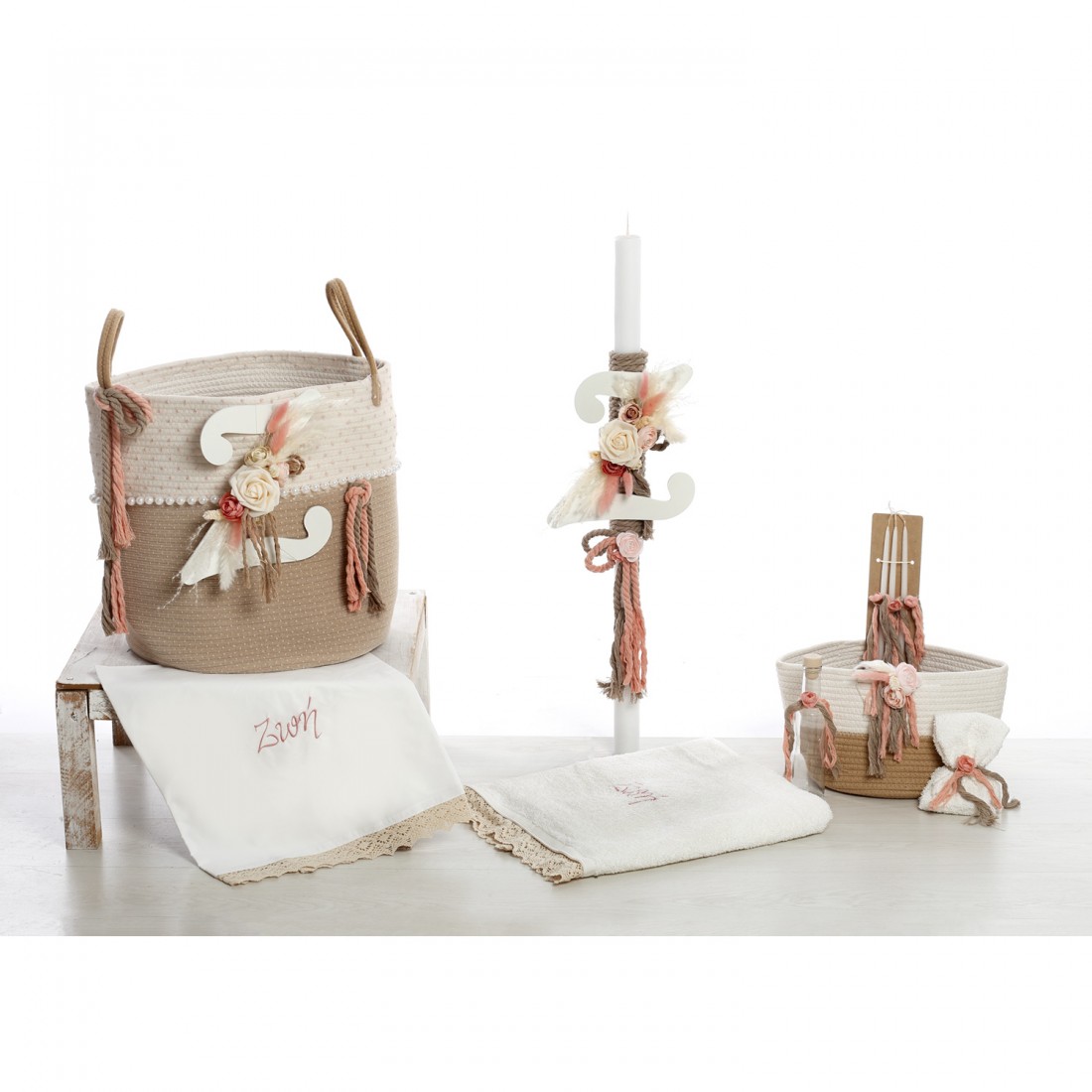 Σετ Βάπτισης Καλάθι "Pambas & Floral Elegance" 2641