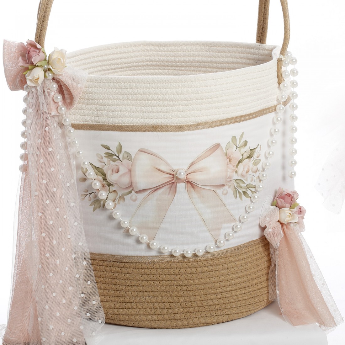 Σετ Βάπτισης Καλάθι Rope "Boho Chic Elegance" Φιόγκος 2635 - Image 2