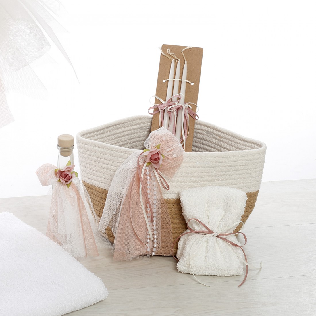 Σετ Βάπτισης Καλάθι Rope "Boho Chic Elegance" Φιόγκος 2635 - Image 5