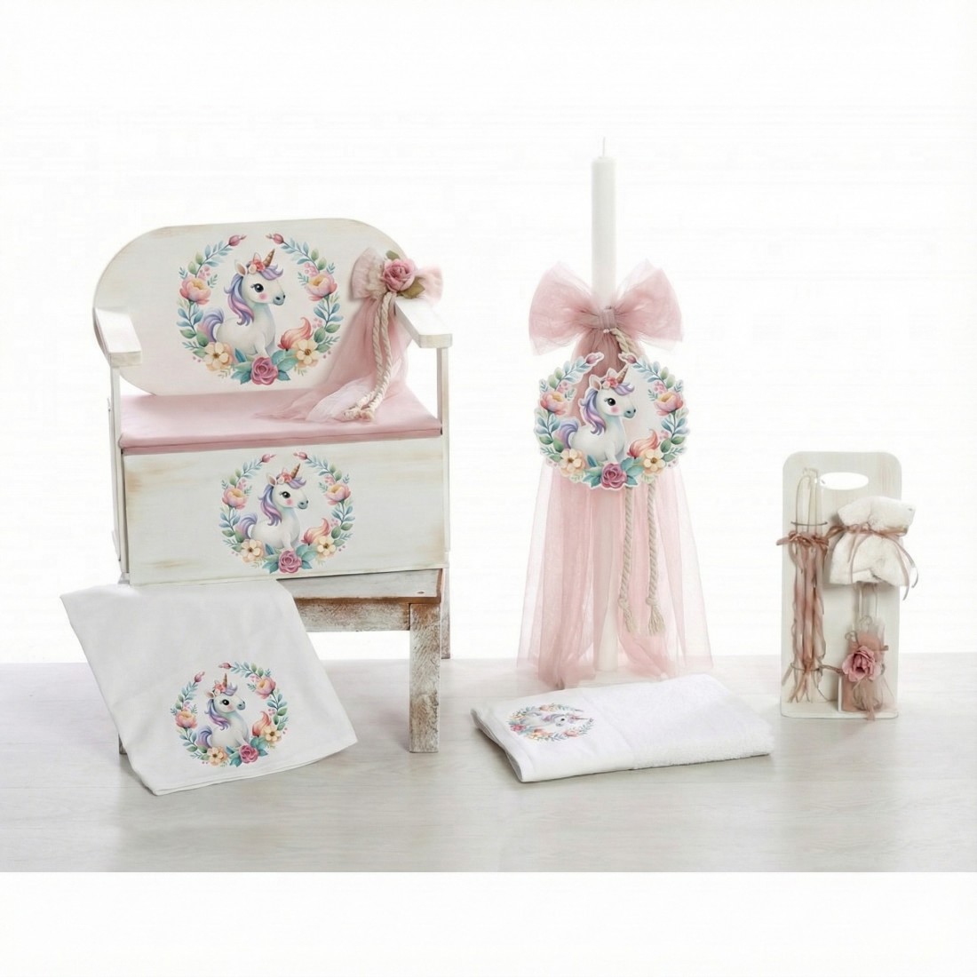 Σετ Βάπτισης Παγκάκι " Floral Unicorn " 26302