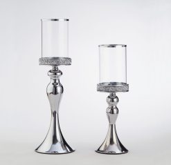 Σετ επιτραπέζια κηροπήγια σε ασημί χρώμα HM-2354