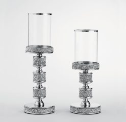Σετ επιτραπέζια κηροπήγια σε ασημί χρώμα HM-2356