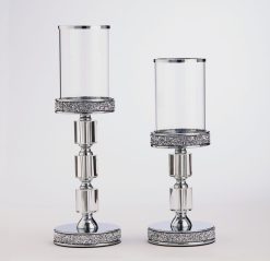 Σετ επιτραπέζια κηροπήγια σε ασημί χρώμα HM-2357