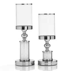 Σετ επιτραπέζια κηροπήγια σε  ασημί χρώμα HM-2500