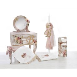 Σετ Βάπτισης Μπουντουάρ Λουλούδια ΣΚΒ-2453