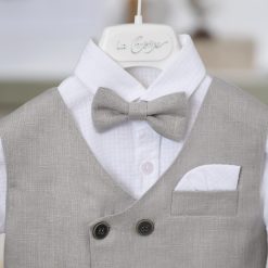 Alternative view of Βαπτιστικό Σύνολο Αγόρι La Christine 26A501 Γκρι με Γιλέκο & Παπιγιόν