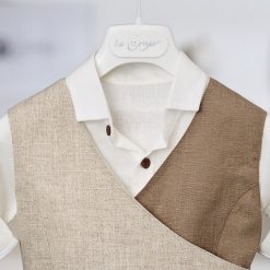 Alternative view of Boho Βαπτιστικό Σύνολο Αγόρι La Christine 26A503 Εκρού-Μπεζ με Ασύμμετρο Γιλέκο