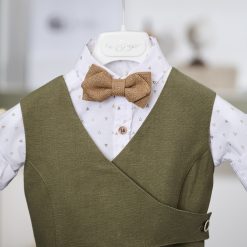 Alternative view of Βαπτιστικό Σετ Αγόρι La Christine 26A505 Λαδί-Εκρού με Ασύμμετρο Γιλέκο