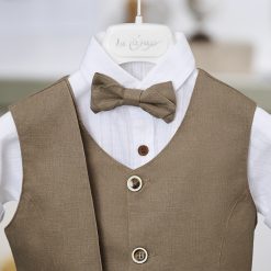 Alternative view of Boho Βαπτιστικό Σετ Αγόρι La Christine 26A513 Ταμπά-Μπεζ με Παντελόνι Βράκα