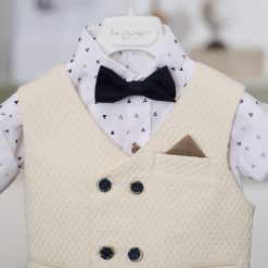 Alternative view of Βαπτιστικό Σύνολο Αγόρι La Christine 26A515 Εκρού-Navy με Τιράντες