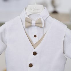 Alternative view of Κλασικό Βαπτιστικό Σύνολο Αγόρι La Christine 26A519 Λευκό-Μπεζ