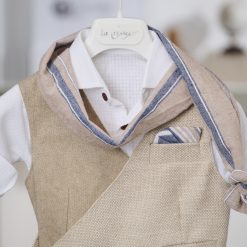 Alternative view of Βαπτιστικό Σετ Αγόρι La Christine 26A525 Μπεζ-Μπλε με Φουλάρι