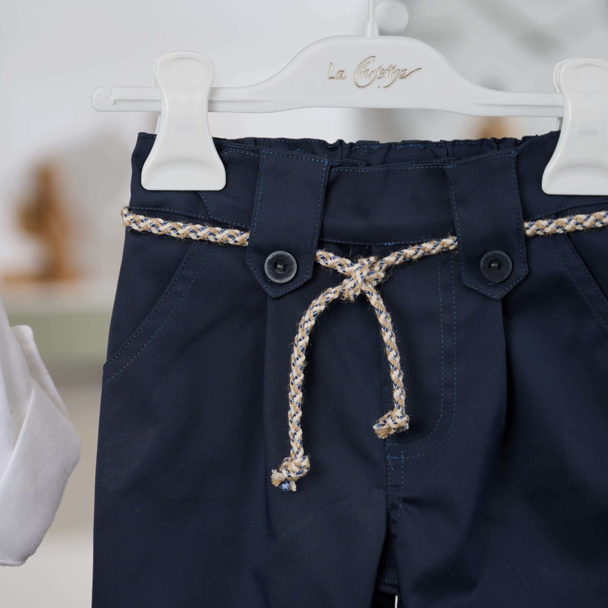 Βαπτιστικό Σύνολο Αγόρι La Christine 26A527 Μπεζ-Ραφ με Παπιγιόν - Image 2