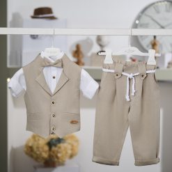 Minimal Βαπτιστικό Σετ Αγόρι La Christine 26A529 Μπεζ Κλασικό