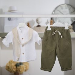 Βαπτιστικό Σύνολο Αγόρι La Christine 26A567 Λαδί Εκρού