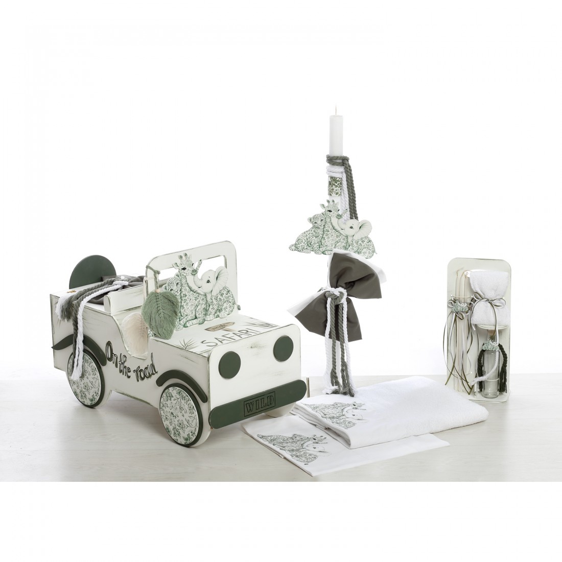 Σετ Βάπτισης Ξύλινο Αυτοκίνητο Safari jeep "Vintage Safari Explorer" 2631